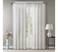 Madison Park Rideaux Transparents pour Chambre à Coucher, voilages Blancs en Tissu de Transition de 213,4 cm de Long, Voilage Irina avec Passe-Tringle, 127 x 213,4 cm, 1 Panneau