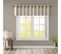 Madison Park Saratoga Rideau de fenêtre filtrant la lumière chantournée Impression 1 Panneau à œillets Drapes/cantonnière pour Salon, Chambre à Coucher et dortoir, 50 x 18, Beige