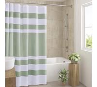 Madison Park Scotchgard Rideau de douche à tissage gaufré pour salle de bain - Gestion de l'humidité - Rideau de douche moderne de qualité spa pour salle de bain - Standard - 183 x 183 cm - Vert sauge