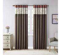Madison Park Serene Embroidered Curtain, Textile, Spice, 50x84
