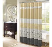 Madison Park Serene Flora Rideau de Douche en Tissu brodé pour Salle de Bain, 183 x 183 cm, Jaune