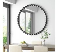 MADISON PARK SIGNATURE Décoration murale Marlowe avec cadre sphérique en métal - Miroir rond pour salon - Accent à la maison - Décoration de chambre à coucher prête à accrocher - 91,4 cm de diamètre -