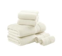 Madison Park Signature Lot de 6 Serviettes de Bain 100% Coton Turc 600 g/m² de qualité supérieure, épaisses et Douces, pour hôtel, Serviettes de Toilette, Tailles Assorties, Naturel