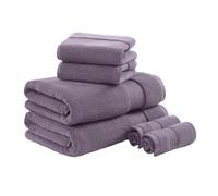 MADISON PARK SIGNATURE Lot de 6 Serviettes Turques 100% Coton, 623 g/m², Poids de qualité supérieure, Serviettes Douces pour hôtel, Salle de Bain, Douche, Visage, Tailles Assorties, Violet
