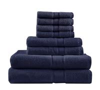 Madison Park Signature Lot de 8 Serviettes de Bain 800 g/m², 100% Coton, très absorbantes, à séchage Rapide, de qualité hôtelière et Spa, Bleu Marine foncé