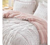 Madison Park Soft Plush Comforter Long Faux Fur Design, Mid Century, Modern All Season Down Alternative Bedding Set with Matching Sham, King/Cal King, Gia, Blush/White 3 Piece