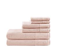 Madison Park Spa Lot de 6 Serviettes gaufrées 100% Coton, Texture de qualité supérieure, Tissage gaufré, très absorbantes, séchage Rapide, qualité hôtelière et Spa, Tailles Assorties, Rose