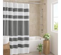 Madison Park Spa Rideau de Douche en Tissu gaufré à Rayures pour Salle de Bain avec Gestion de l'humidité Scotchgard 3M, qualité Spa, Moderne, Standard, 182,9 x 182,9 cm, Anthracite