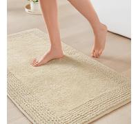 Madison Park Splendor Tapis de bain réversible touffeté 100 % coton, 3000 g/m², en peluche luxueuse, à poils moyens, séchage rapide, décoration de salle de douche, 50,8 x 76,2 cm, naturel