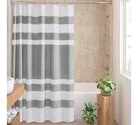 Madison Park Tissu en Microfibre Solide divisé avec Traitement Hydrofuge 3M Scotchgard, décoration de Salle de Bain Moderne Rideau de Douche à gaufres Spa, Polyester, Gris, 72x96