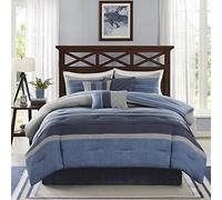 Madison Park Toutes Saisons, Jupe de lit Assortie, oreillers décoratifs, Polyester, Bleu Gris, Grand lit (228,6 x 228,6 cm)