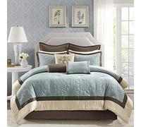 Madison Park Toutes Saisons, Jupe de lit Assortie, oreillers décoratifs, Polyester, Bleu Juliana, Grand lit