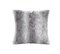 Madison Park Zuri Faux Fur Ombre Stripe Ultra Soft Luxury Decorative Throw Pillows, for Couch Bed with Insert, 20" x 20", Grey