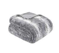 Madison Park Zuri Faux Vison sur l'envers, Couverture Moderne pour Temps Froid pour lit, canapé, Polyester, Gris, 60x70