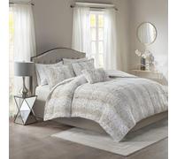 Madison Park Zuri Parure de lit 4 pices en peluche douce en fausse fourrure avec rayures d'animaux en imitation vison sur l'envers, parure de li