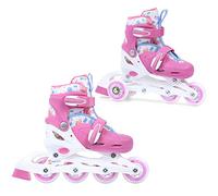 Madivo Cottoncandy Ensemble 2 en 1 pour enfants et filles - Patins à roulettes réglables - Patins à roulettes ABEC-5 - Rollers en ligne transformables en patins à roulettes - Blanc/rose - Tailles :