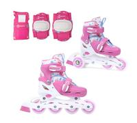 Madivo Cottoncandy Lot de 2 rollers 2 en 1 réglables pour fille | Patins à roulettes ABEC-5 avec protection | Rollers en ligne transformables en patins à roulettes | Blanc/rose | Tailles : 26-29,