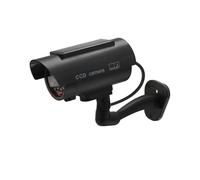 Madlife Garage Système d'alarme pour maison factice - Noir - Caméra de surveillance extérieure - Fausse caméra - Avec capteur de lumière clignotante rouge réaliste et autocollant d'avertissement