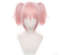 Madoka Perruque de cosplay Anime Puella Magi Madoka Magica Cos pour femme, cheveux longs et raides avec frange Rose