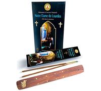 MADONNA NOTRE SIGNORA DE LOURDES Bâtonnets d'encens religieux de 15 g parfum musc FRAGANCES & SENS non toxiques et sans travail mineurs + porte-encens (12 boîtes de 15 g)