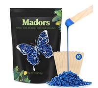 Madors Perles de cire à épiler pour épilation sans bandes, cire chaude, perles de cire pour tout le corps, visage, bikini brésilien et jambes avec 10 spatules en bois pour l'épilation.