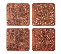Madrid Coaster carte de la ville, Ensemble de 4, Sapele Coaster en bois avec la carte de la ville, Fait main