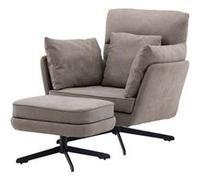 Fauteuil & Pouf Design Bouclé "Madrid" 96cm Gris