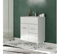 MADRID Meuble salle de bain simple vasque portes et tiroirs couleur - Blanc, Modèle - largeur 60 cm