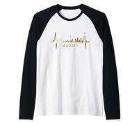 Madrid Skyline Battement de Cœur Espagne Silhouette Love Manche Raglan