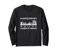 Madrid Skyline GPS Coordonnées Géographie Espagne Silhouette Manche Longue