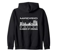 Madrid Skyline GPS Coordonnées Géographie Espagne Silhouette Sweat à Capuche