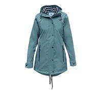 MADSea Manteau de pluie pour femme Friesennerz 620 | Parka de pluie mi-longue imperméable | Coupe-vent avec doublure intérieure maritime blanc/bleu, bleu pétrole, 52