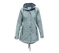 MADSea Manteau de pluie pour femme Friesennerz 620 | Parka de pluie mi-longue imperméable | Coupe-vent avec doublure intérieure maritime blanc/bleu, bleu clair, 46