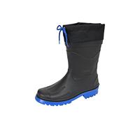 MADSea Nils-Hannes Bottes en caoutchouc pour homme et garçon | Bottes de pluie mi-hautes imperméables non doublées | Avec manchette en nylon à lacets, Noir bleu roi., 44 EU
