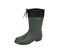 MADSea Nils-Hannes Bottes en caoutchouc pour homme et garçon | Bottes de pluie mi-hautes imperméables non doublées | Avec manchette en nylon à lacets, Olive/noir, 45 EU