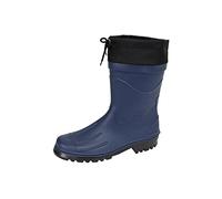 MADSea Nils-Hannes Bottes en caoutchouc pour homme et garçon | Bottes de pluie mi-hautes imperméables non doublées | Avec manchette en nylon à lacets, Bleu foncé, noir., 47 EU