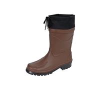 MADSea Nils-Hannes Bottes en caoutchouc pour homme et garçon | Bottes de pluie mi-hautes imperméables non doublées | Avec manchette en nylon à lacets, Marron/noir, 46 EU
