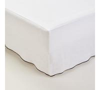 MADURA - Cache sommier Carlina Décoration pour Maison Salon Chambre Canapé - Idée Cadeau Lin lavé légèrement froissé Blanc Pur et Bourdon Noir 90x200 cm