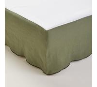 MADURA - Cache sommier CARLINA Kaki grisé et Bourdon Noir en Lin (Uni Moderne) Décoration pour Maison Salon Chambre Canapé - 90x200 cm