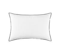 Madura - Housse de Coussin Carlina Décoration pour Maison Salon Chambre Canapé - Idée Cadeau Lin lavé légèrement froissé Blanc Pur et Bourdon Noir 40x60 cm
