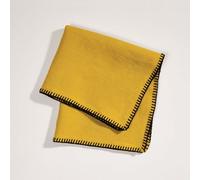 MADURA - Serviette de Table Nino Décoration pour Maison Salon Chambre Canapé - Idée Cadeau Lin lavé à Finition Point de feston Ocre et feston Noir 45x45 cm