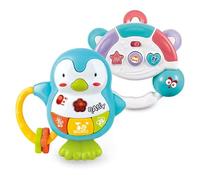 MADY | Jouet musical pour bébé - Pingouin et Tambourin avec sons, lumières et textures - Jouets interactifs - Toast musical pour bébés +6 mois