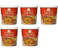 Mae Ploy CqGooQ Lot de 5 pots de pâte à curry thaïlandaise Rouge 396,9 g