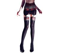 Maeau - Bas pour Porte-Jarretelles Femme Dentelle Broderie Florale Sexy Huileux Brillant