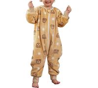 Maeau Combinaison Pyjama Bébé Fille Garçon 18-24 Mois Gigoteuse a Pied Manche Longue Hiver Barboteuse avec Jambe Grenouillère Enfant Flanelle Surpyjama Animal Ensemble Pyjama Naissance Jumpsuit Marron