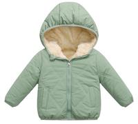 Maeau Doudoune à Capuche Bébé 12 18 Mois Blouson Matelassée Petite Fille Garçon Hiver Veste en Duvet Légere Chaud Enfant Manteau Rembourré Puffer Court Blouson Peluche Oreilles Manche Longue Vert 90