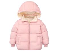 Maeau Doudoune à Capuche Bébé 18 24 Mois Blouson Matelassée Petite Fille Garçon Hiver Veste Duvet Légere Chaud Enfant Manteau Rembourré Puffer Court Blouson Peluche Oreilles Manche Longue Rose 100