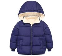 Maeau Doudoune à Capuche Bébé 18 24 Mois Blouson Matelassée Petite Fille Garçon Hiver Veste Duvet Légere Chaud Enfant Manteau Rembourré Puffer Court Blouson Peluche Oreilles Manche Longue Bleu foncé