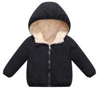 Maeau Doudoune à Capuche Bébé 18 24 Mois Blouson Matelassée Petite Fille Garçon Hiver Veste Duvet Légere Chaud Enfant Manteau Rembourré Puffer Court Blouson Peluche Oreilles Manche Longue Noir 100