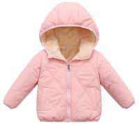 Maeau Doudoune à Capuche Bébé Fille Garçon 2 3 Ans Blouson Matelassée Enfant Hiver Veste Duvet Légere Chaud Manteau Rembourré Puffer Court Petite Fille Blouson Peluche Oreilles Manche Longue Rose 110